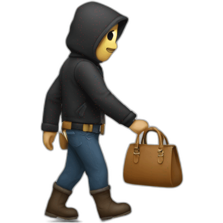 thief with a handbag in his back emoji