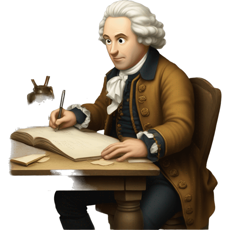 white man writer on table 18 century emoji