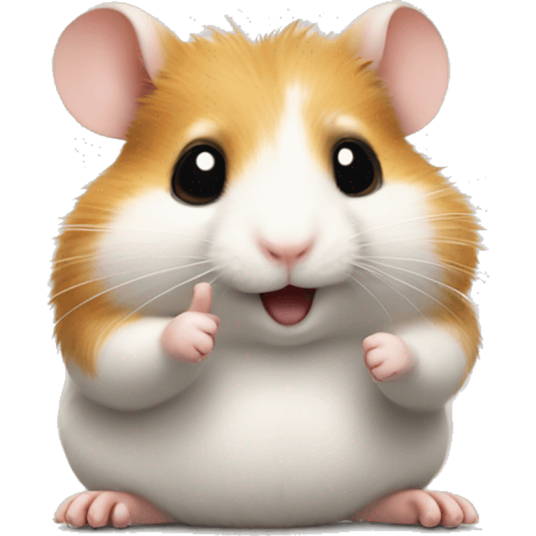 hamster making a peace sign with its paw emoji