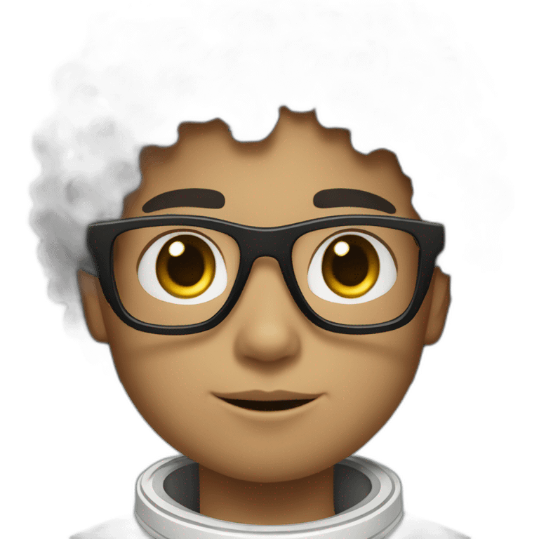 Light skinned Boy with black short curly hear and beardand glasses wearing a white astronaut suit with the saudi flag emoji