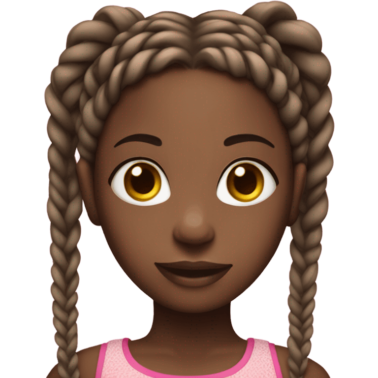 black girl with lots of black braids with pink at the front emoji