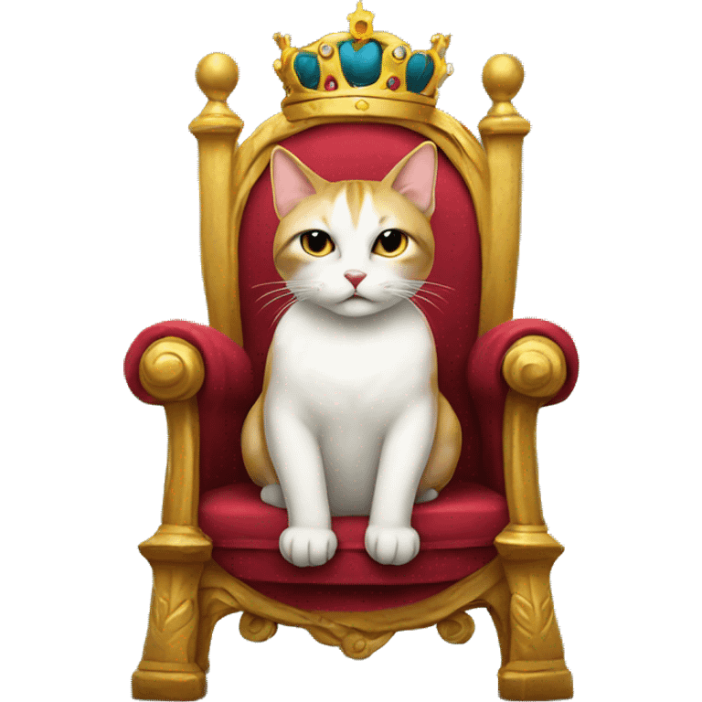 Cat sitting on a throne with a crown emoji