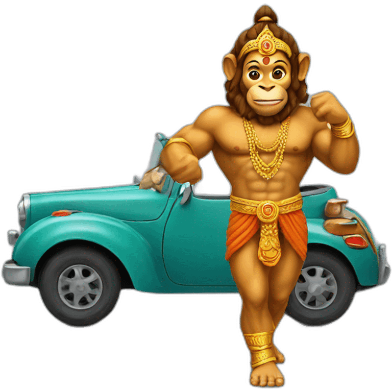 Hanuman with car emoji