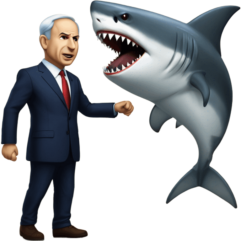 netanyahu fighting a shark emoji