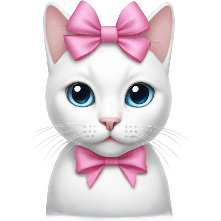 A white cat wearing a pink bow  emoji