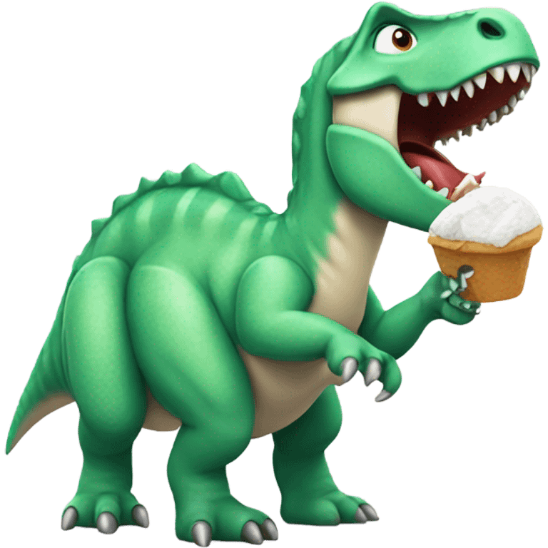 dinosaur eating icecram emoji