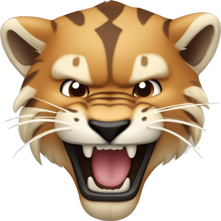 Sabertooth tiger with brown fur and large fangs emoji