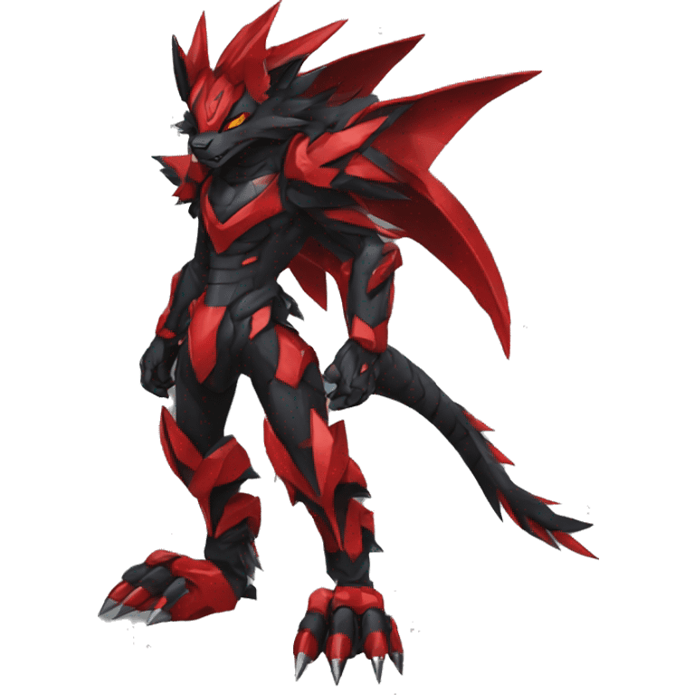  Cool Edgy Black Red Digimon-Fakemon-Garurumon-Loogamon-Wolf full body emoji