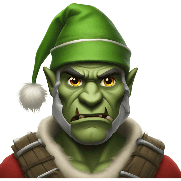 Fierce Orc ranger wearing santa hat emoji