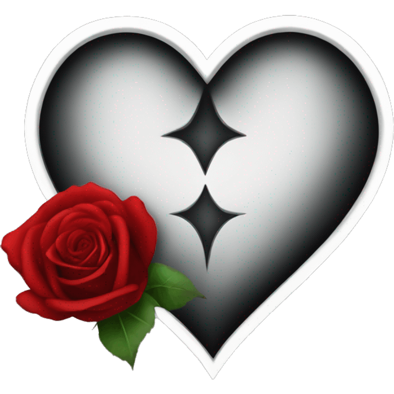 Gothic heart with red rose emoji