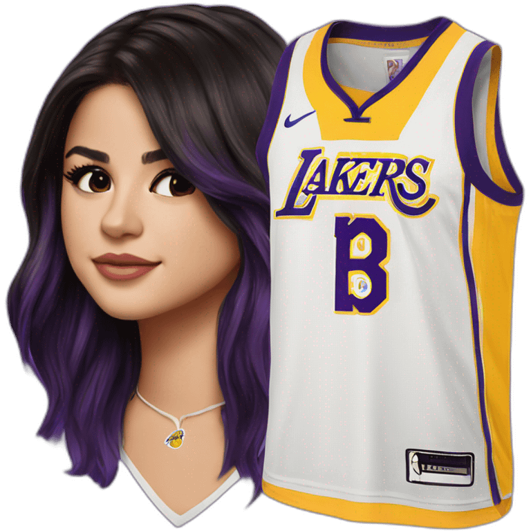 selena gomez with lakers jersey emoji