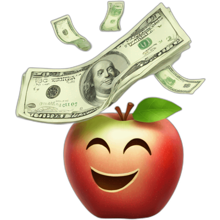 smiling red apple with lot of money emoji