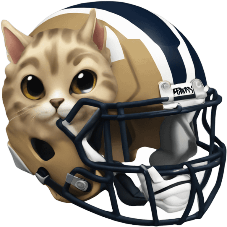 Tabby cat wearing rams helmet emoji