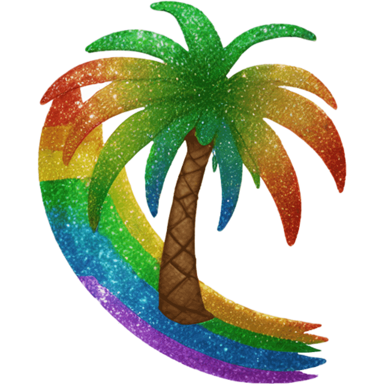 Rainbow Palm Tree with Glitter  emoji