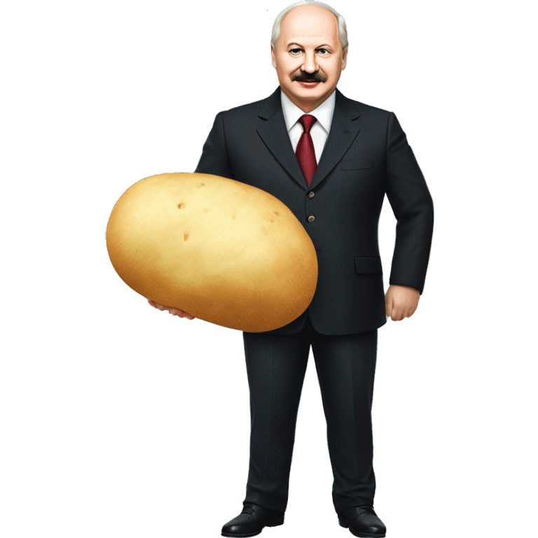 Photorealistic Belarus president Lukashenko full body with potato in right hand emoji