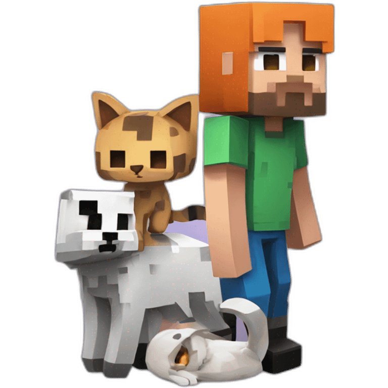 Minecraft character with a dead cat emoji