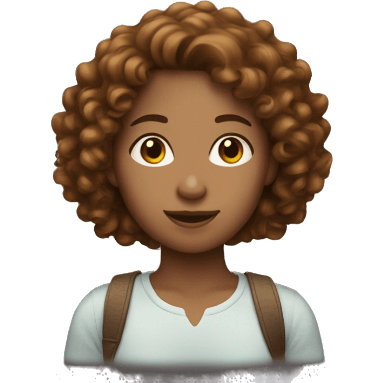 Girl with brown semi-curly hair emoji