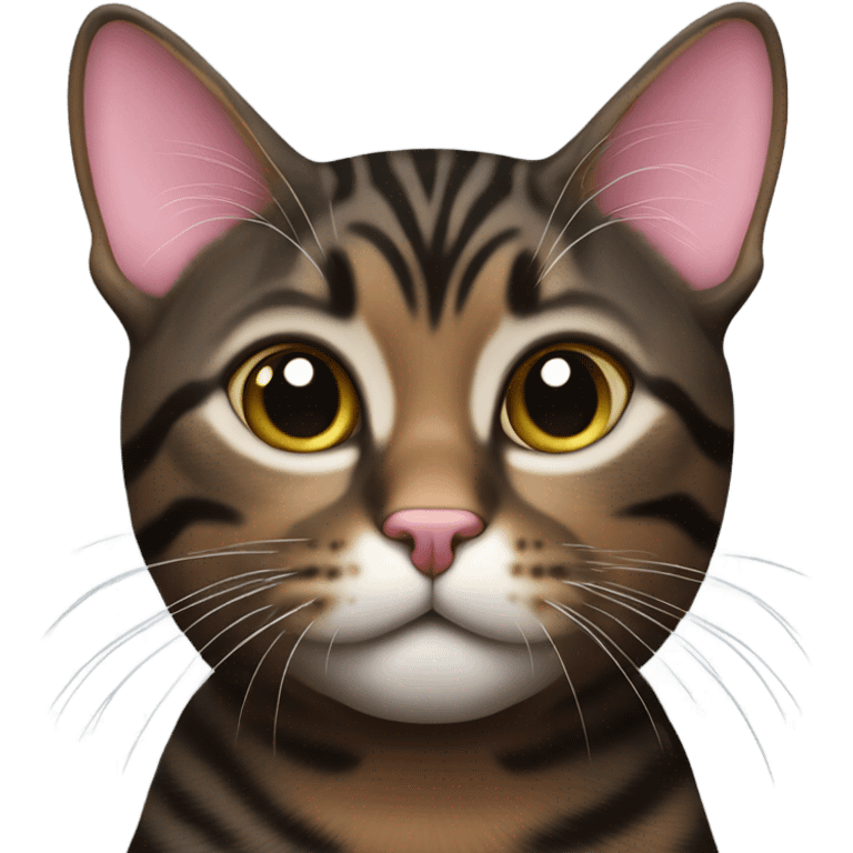 Black brown tabby cat with pink nose  emoji