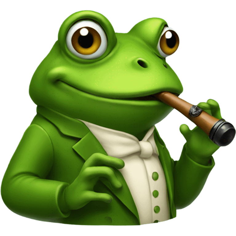 Frog smoking pipe emoji