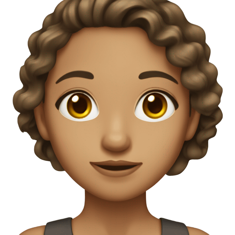 girl with olive skin, brown eyes and brown long wavy hair, an a bow holding papers emoji