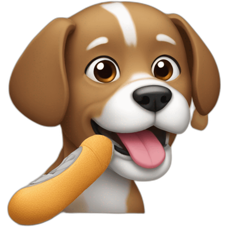 a dog chewing a slipper emoji