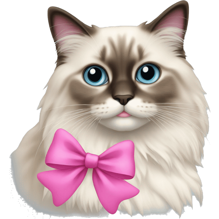 ragdoll cat with a pink bow emoji