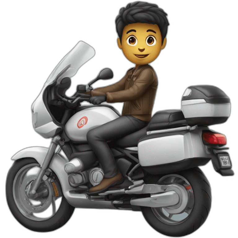 Un garçon en welling sur une moto emoji