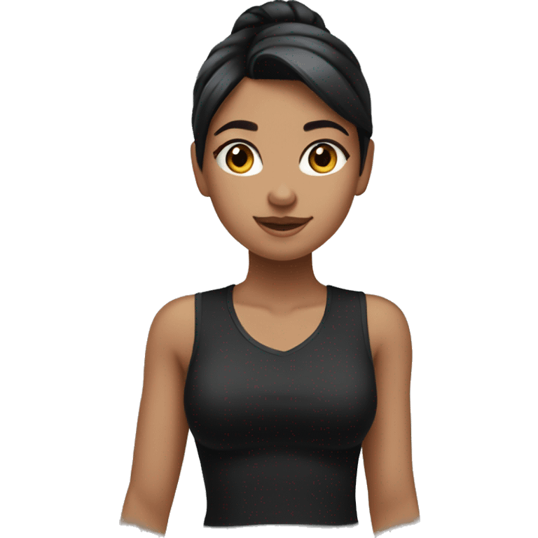 girl with black hair in a ponytail and a black sleeveless shirt emoji