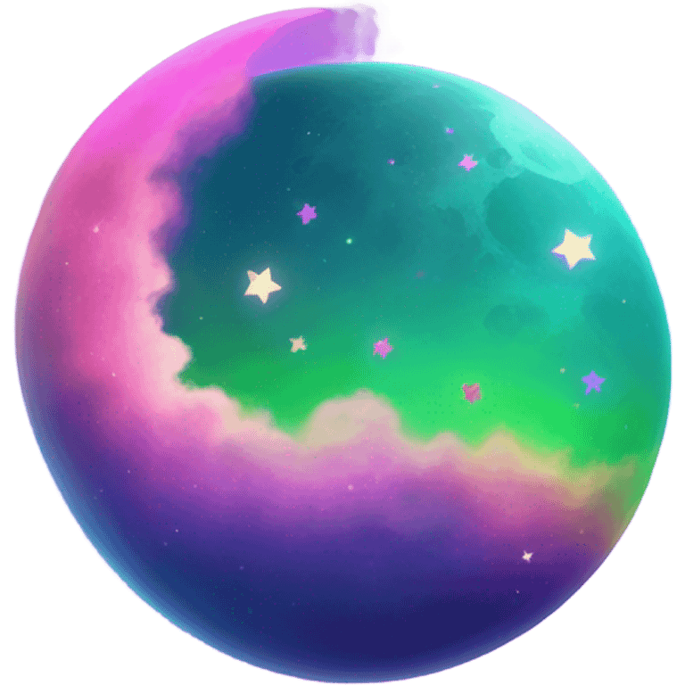 Neon rainbow moon with stars  emoji