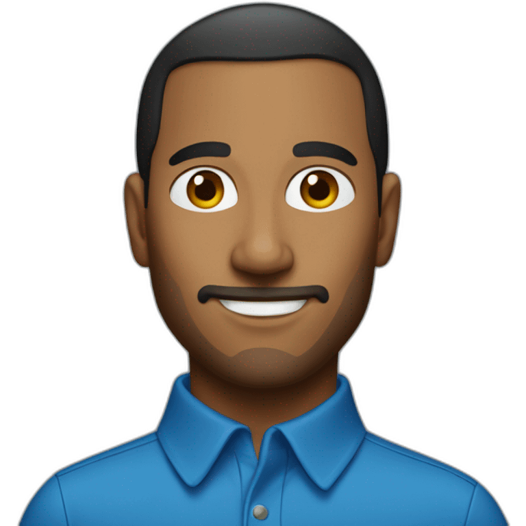 brown man that looks rich like steve jobs with a blue polo shirt emoji