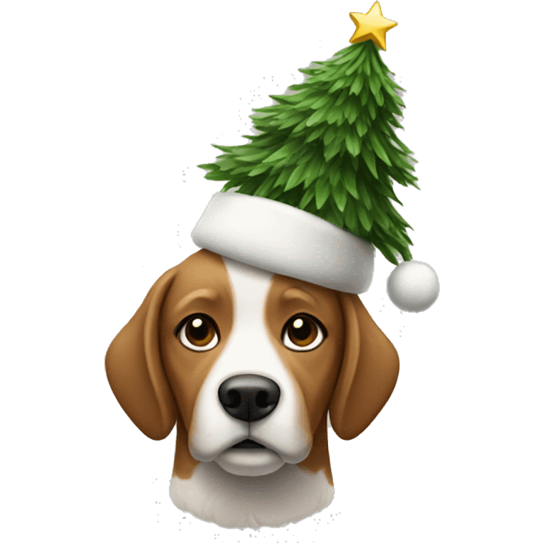 Dog with a Christmas tree hat emoji