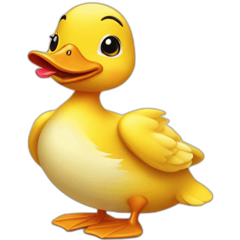 duckling that holds lipstick and brush emoji