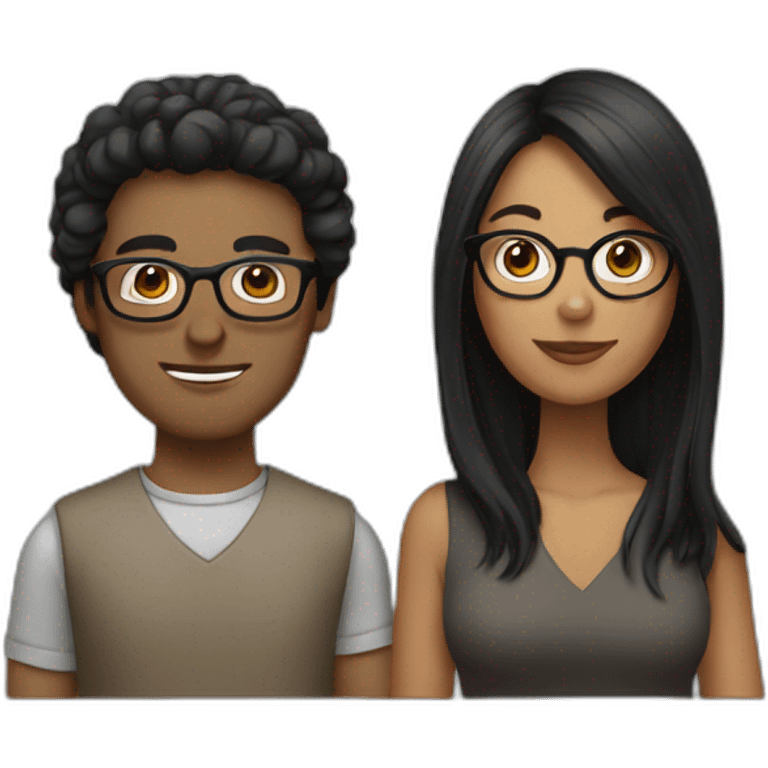  Acouple with dark hair woman with glasses emoji