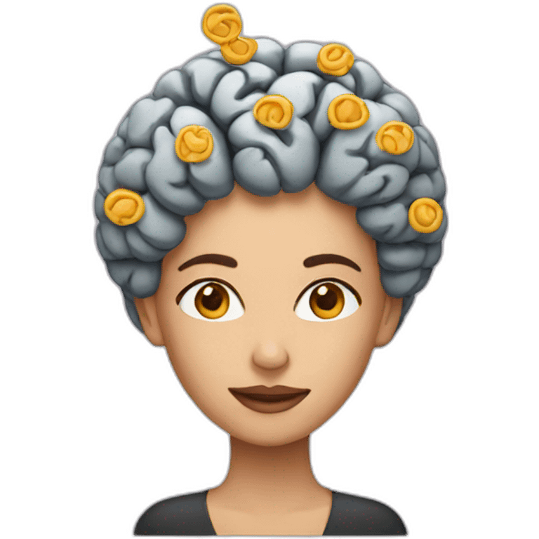 woman with brain emoji