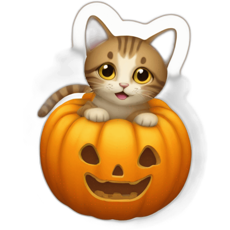 a cat in a pumpkin emoji