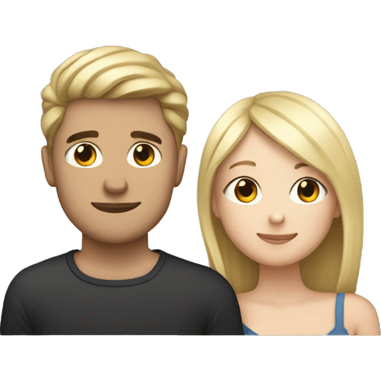 couple cuddling blonde girl, brunette guy  emoji