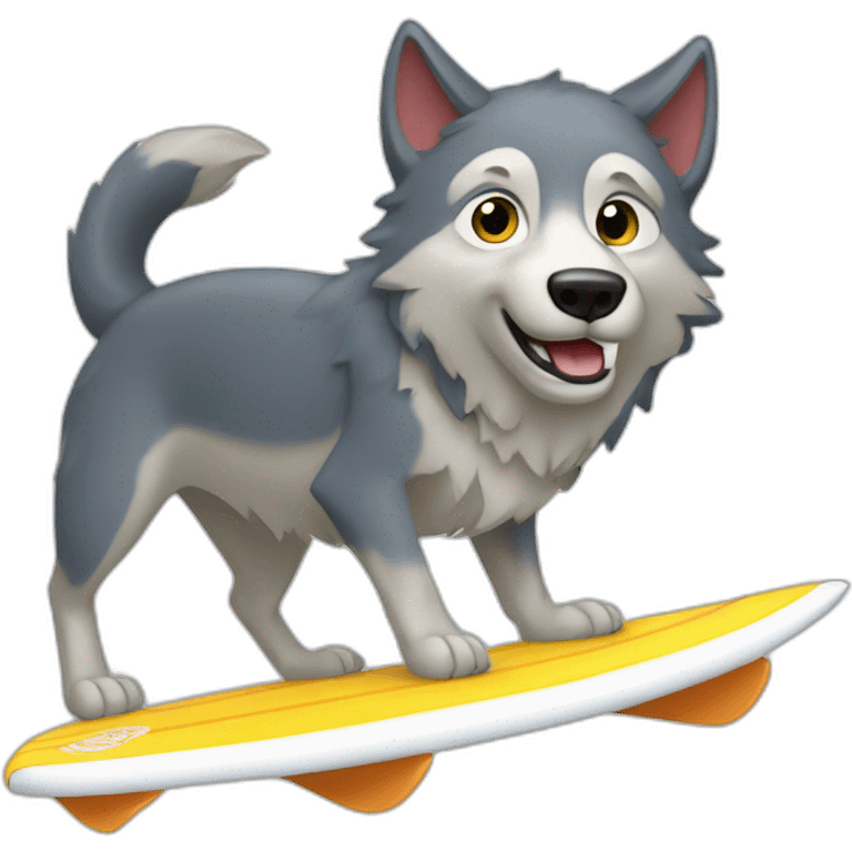 Loup qui fait du surf emoji