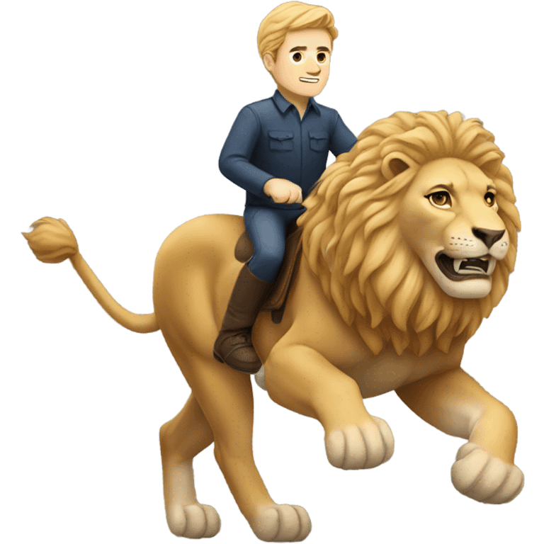 A white man riding a lion  emoji