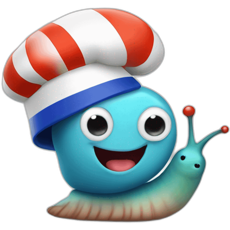 adorable snail with French flag and chef hat emoji