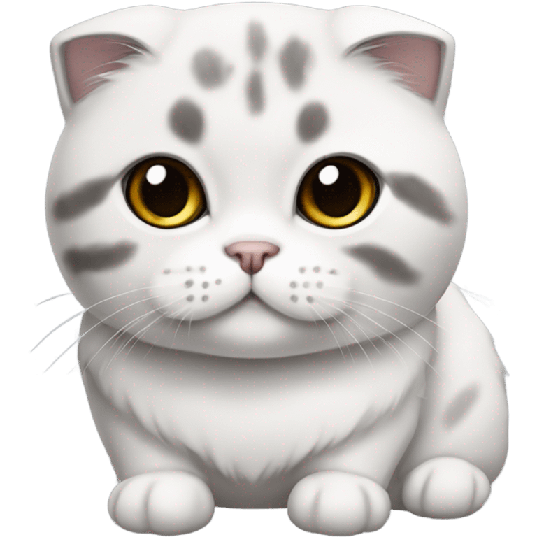 scottish fold white and grey cat  emoji