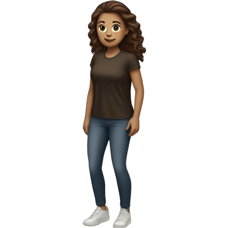 Brown hair woman black full body flying emoji