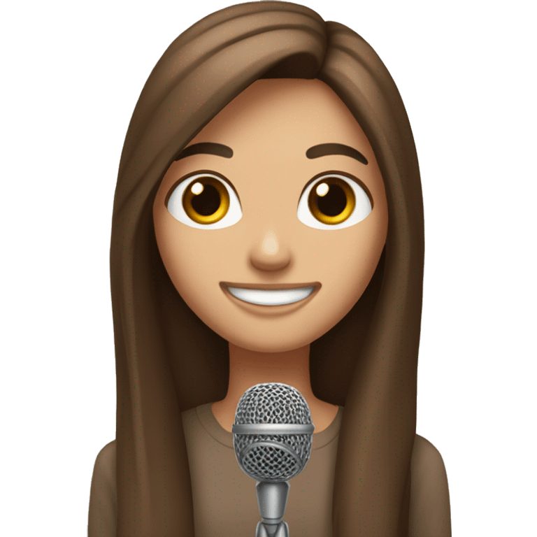 happy-girl-with-long-brown-straight-hair-brown-eyes-holding microphone emoji