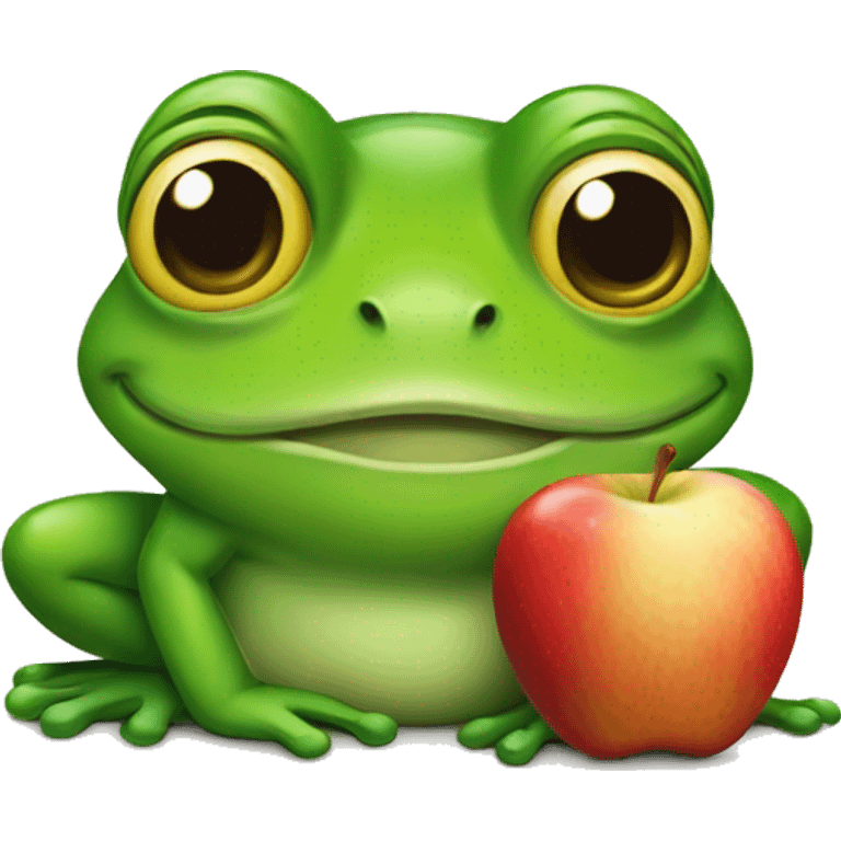 frog with apple emoji