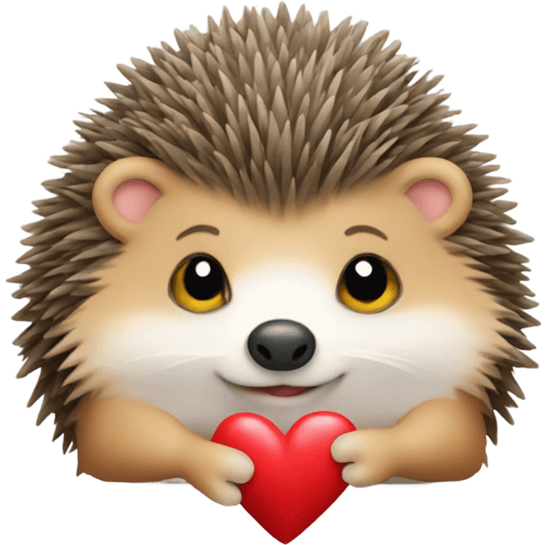 the hedgehog holds the heart emoji