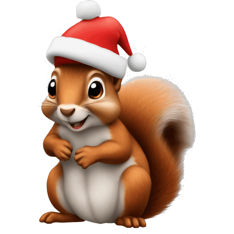 Squirrel with a Christmas hat emoji