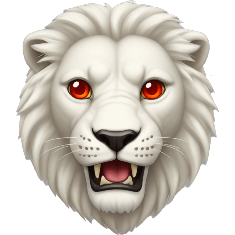 Angry white lion with red eyes  emoji