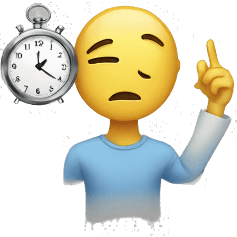 human staring at a clock on his wrist emoji