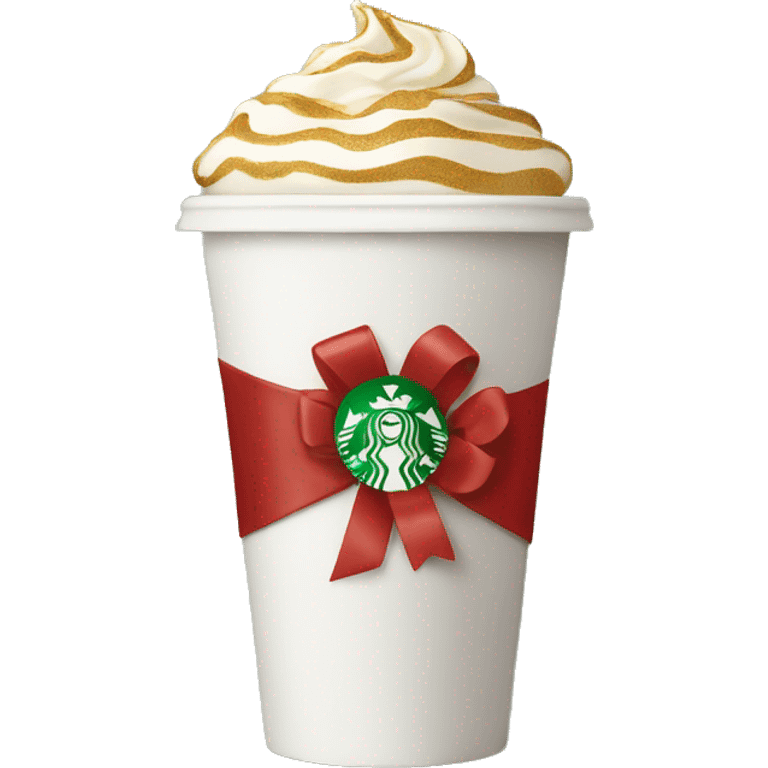 Starbucks cup with ribbon emoji