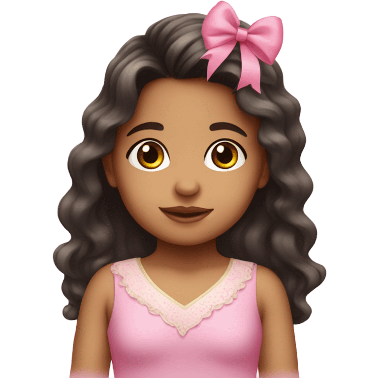 Hispanic toddler girl with pink bow long hair emoji