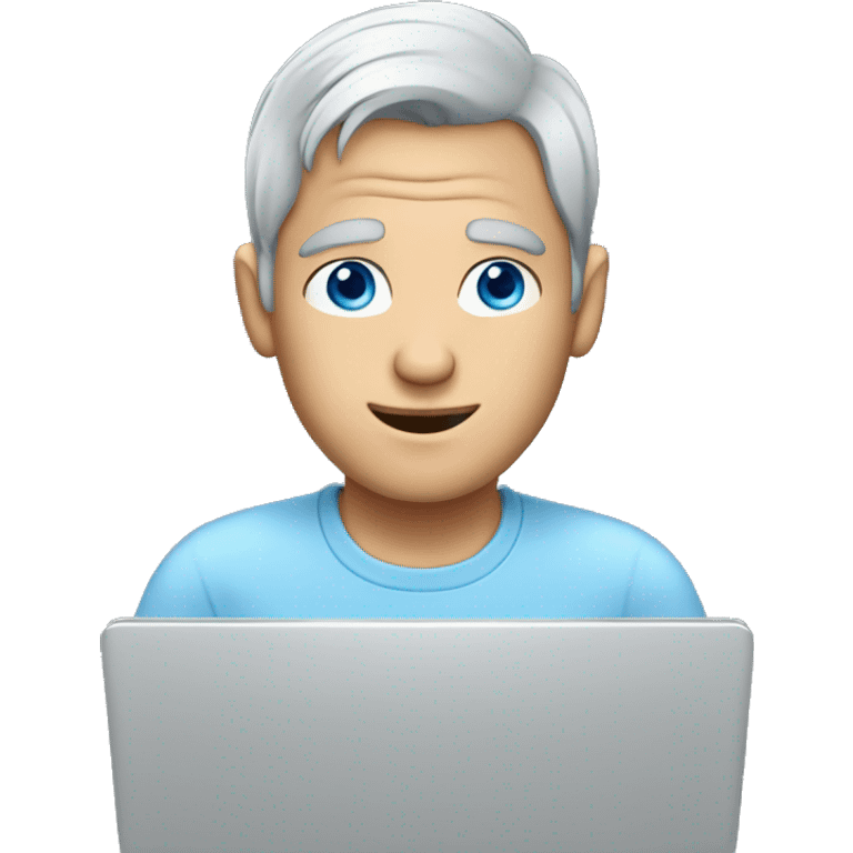 Men grey hair blue eyes with laptop emoji